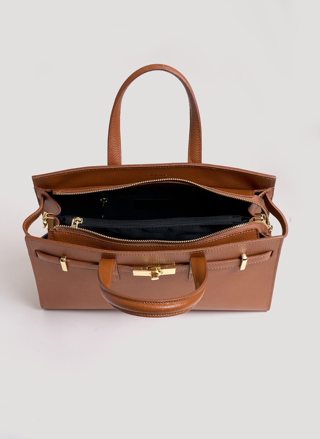 Borsa Sveva in pelle Togo Cuoio - Voemièn