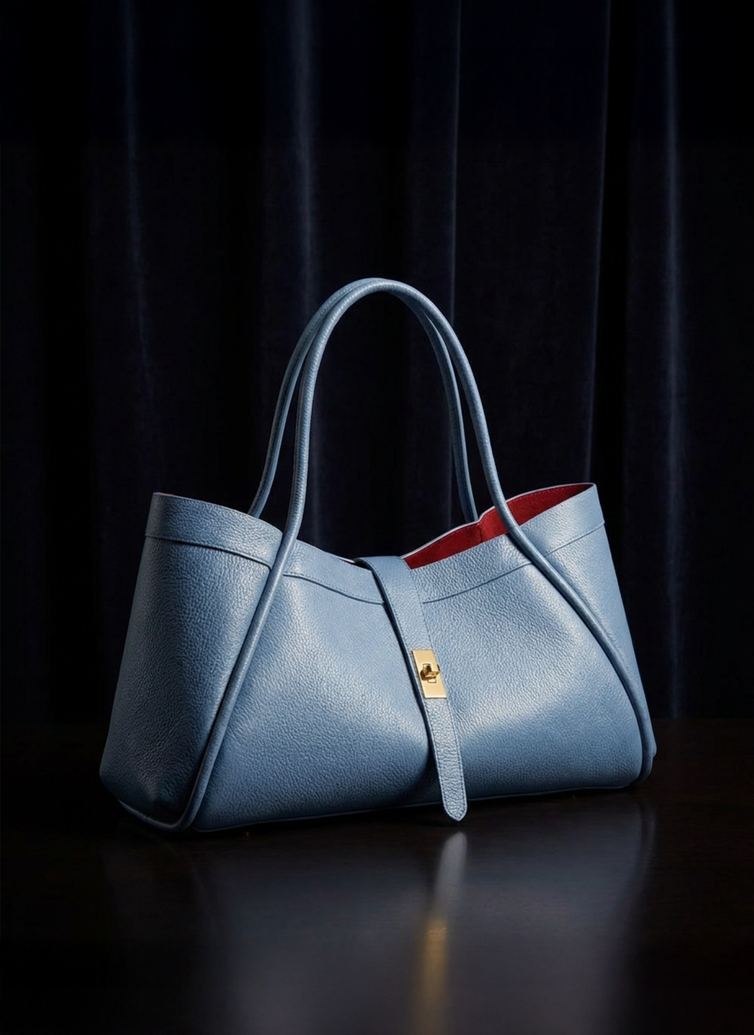 Borsa Mayfair in Pelle Togo Denim - Voemièn