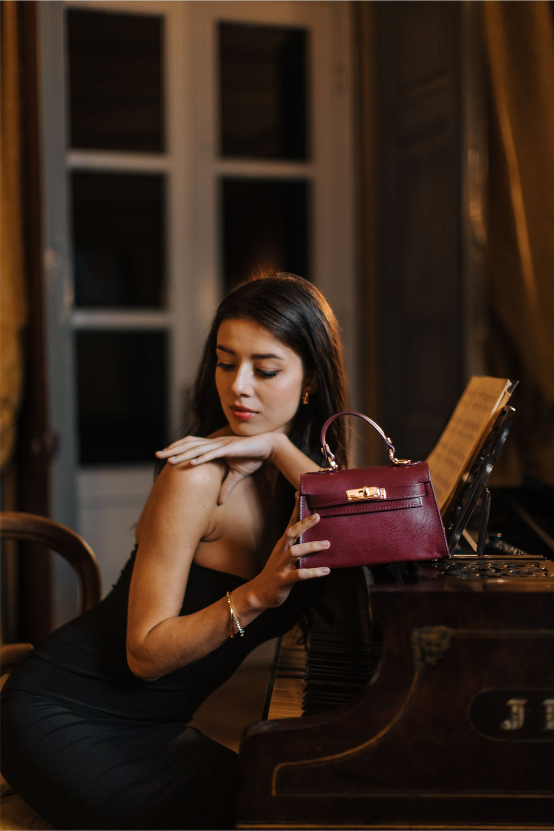 Borsa Victoria in pelle Epson Borgogna - Voemièn