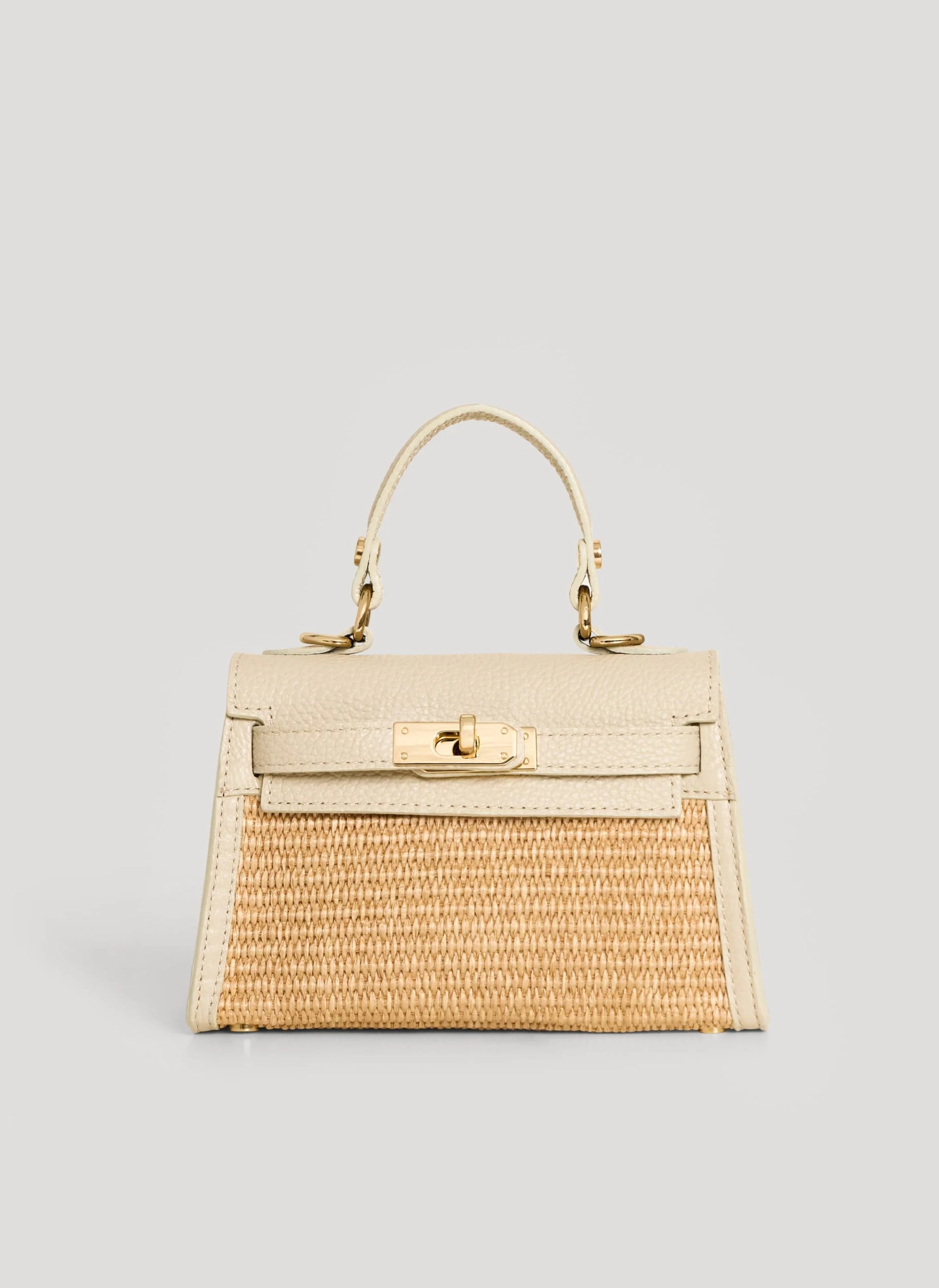 Borsa Victoria in Pelle e Rafia Crema - Voemièn