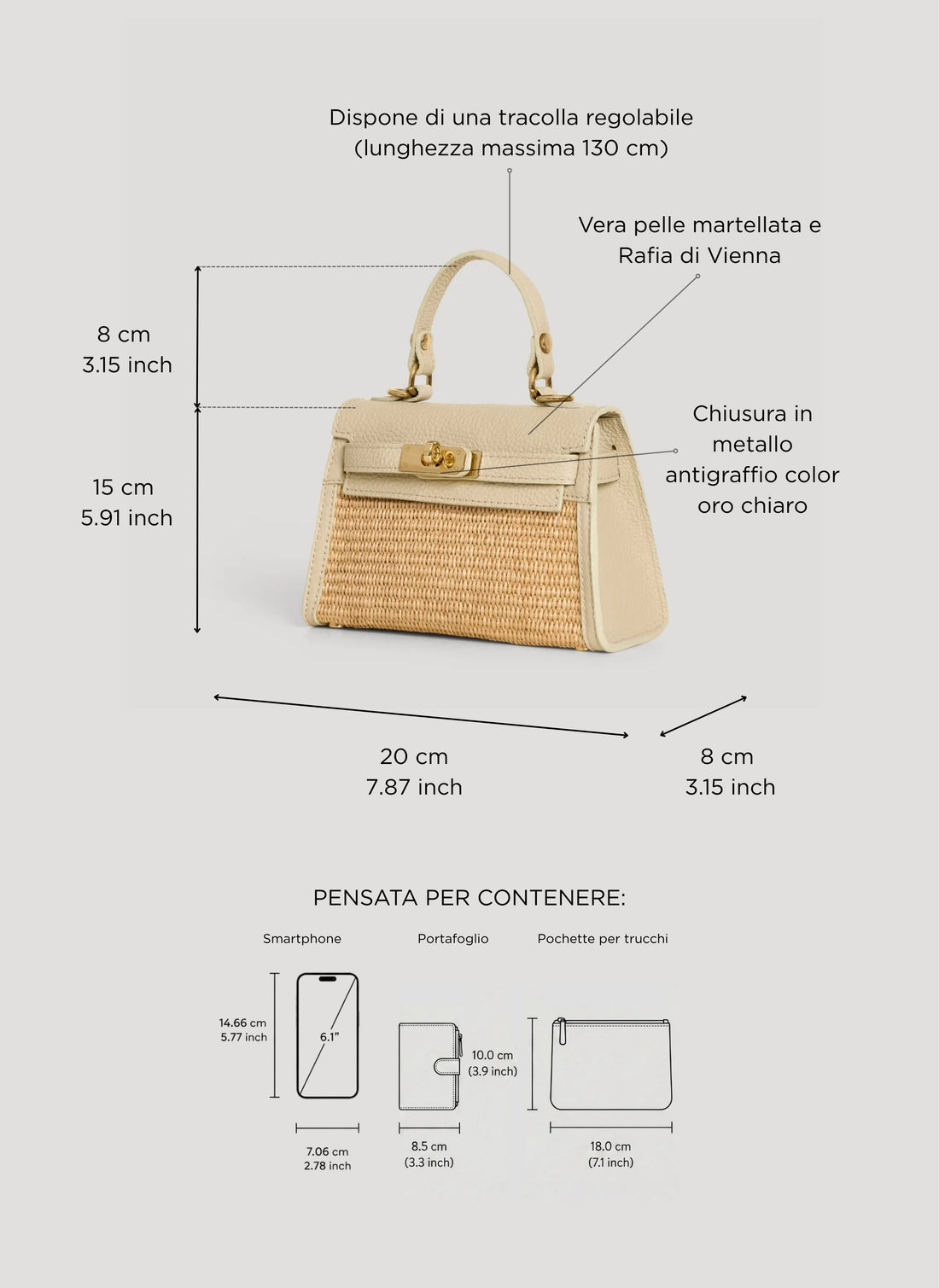 Borsa Victoria in Pelle e Rafia Crema - Voemièn