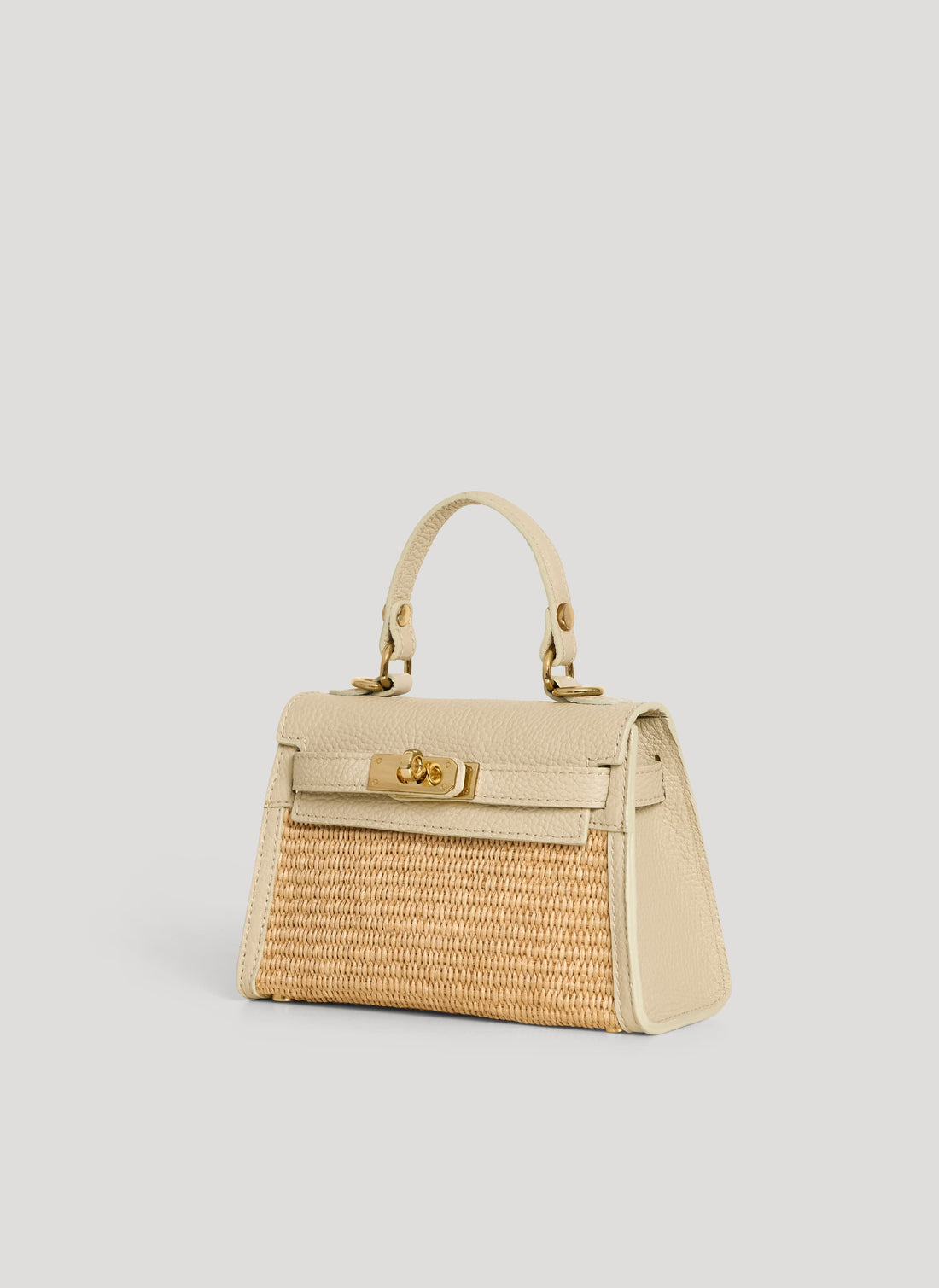 Borsa Victoria in Pelle e Rafia Crema - Voemièn