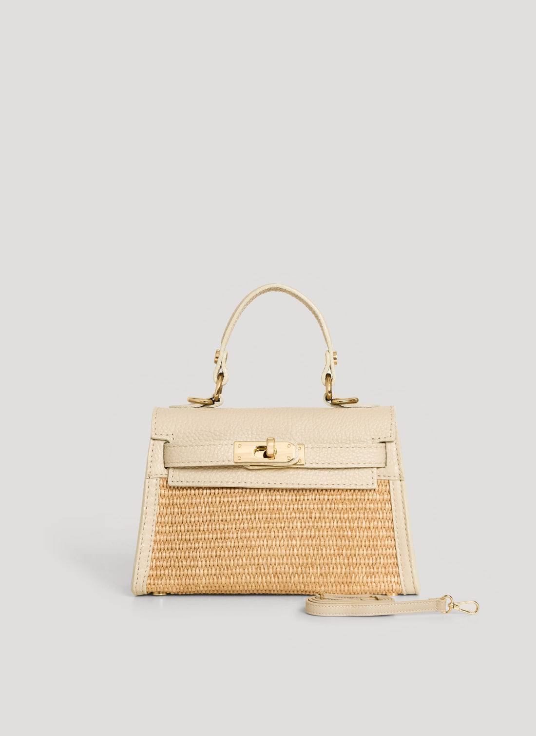Borsa Victoria in Pelle e Rafia Crema - Voemièn