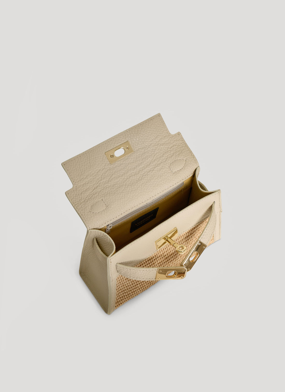 Borsa Victoria in Pelle e Rafia Crema - Voemièn