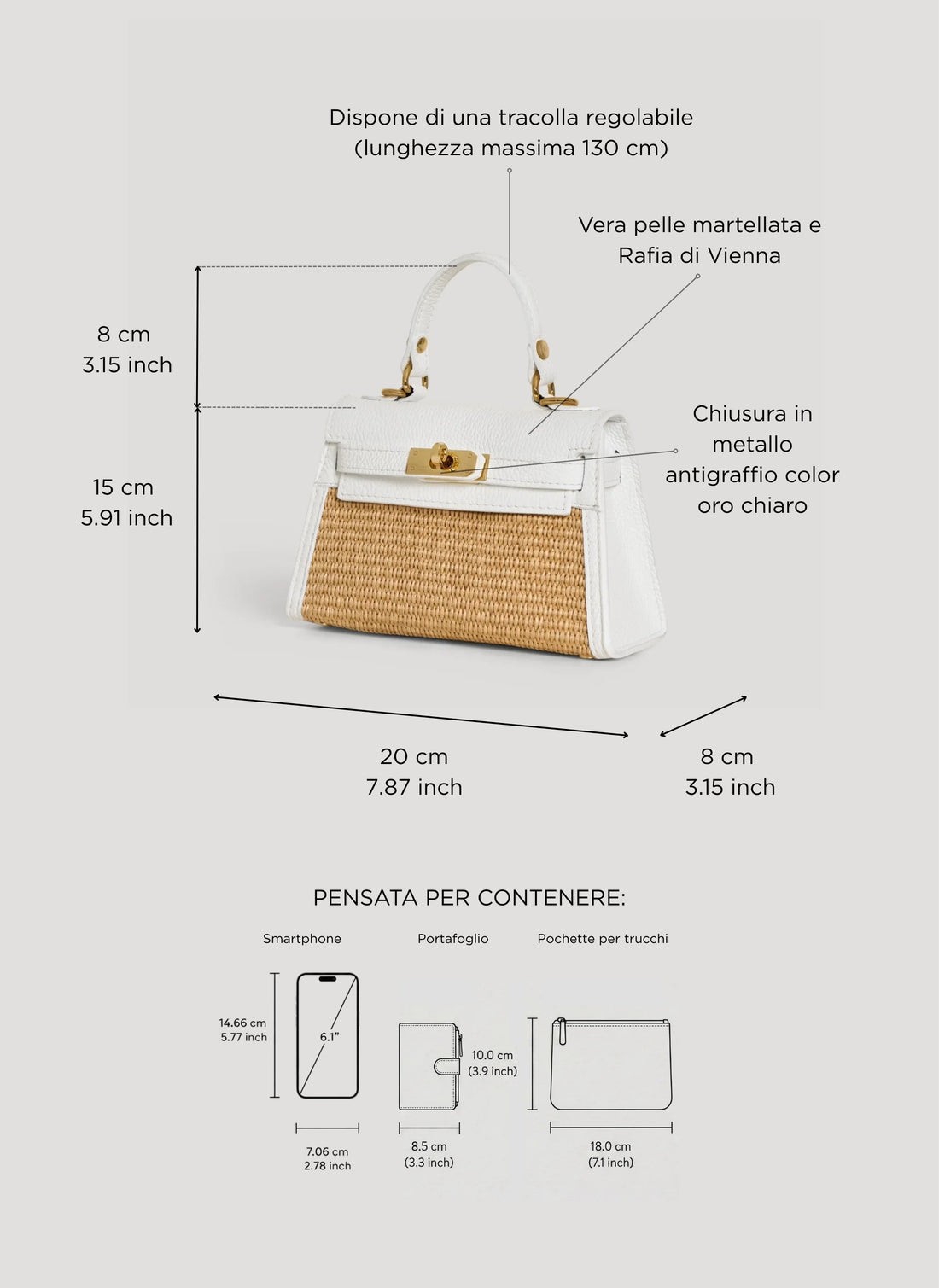 Borsa Victoria in Pelle e Rafia Bianca - Voemièn