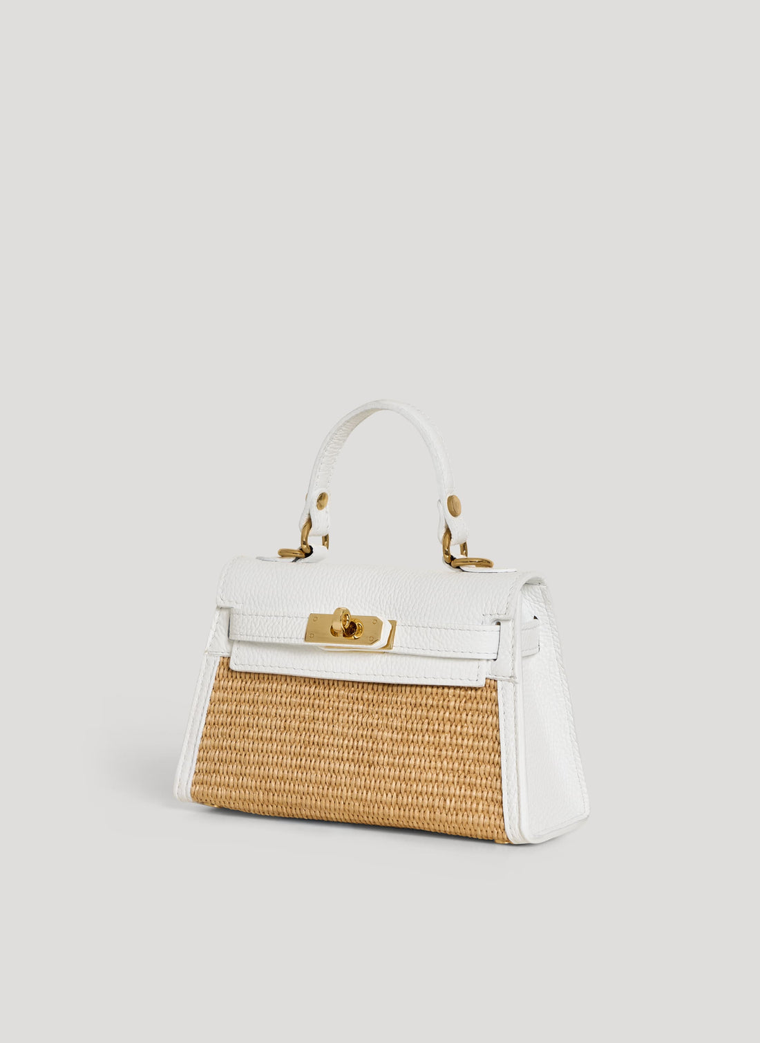 Borsa Victoria in Pelle e Rafia Bianca - Voemièn
