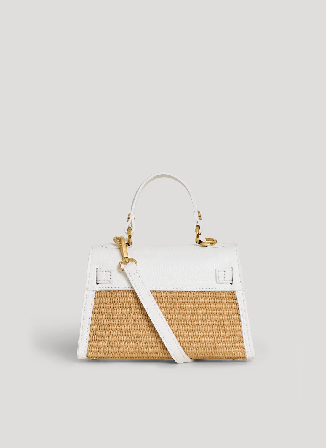Borsa Victoria in Pelle e Rafia Bianca - Voemièn