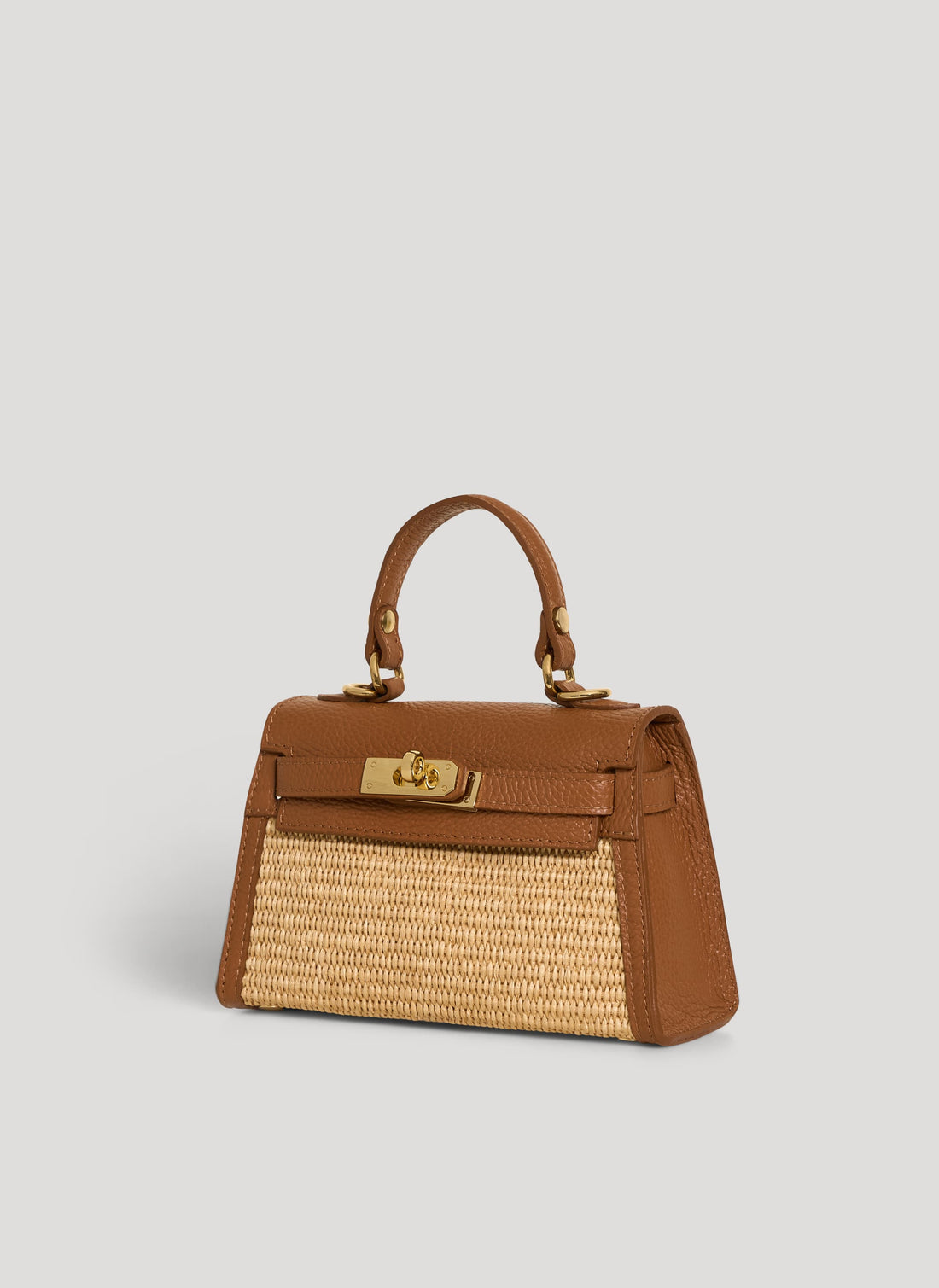 Borsa Victoria in Pelle e Rafia Cuoio - Voemièn