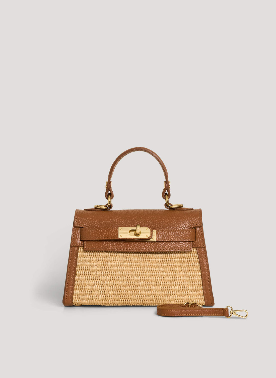 Borsa Victoria in Pelle e Rafia Cuoio - Voemièn