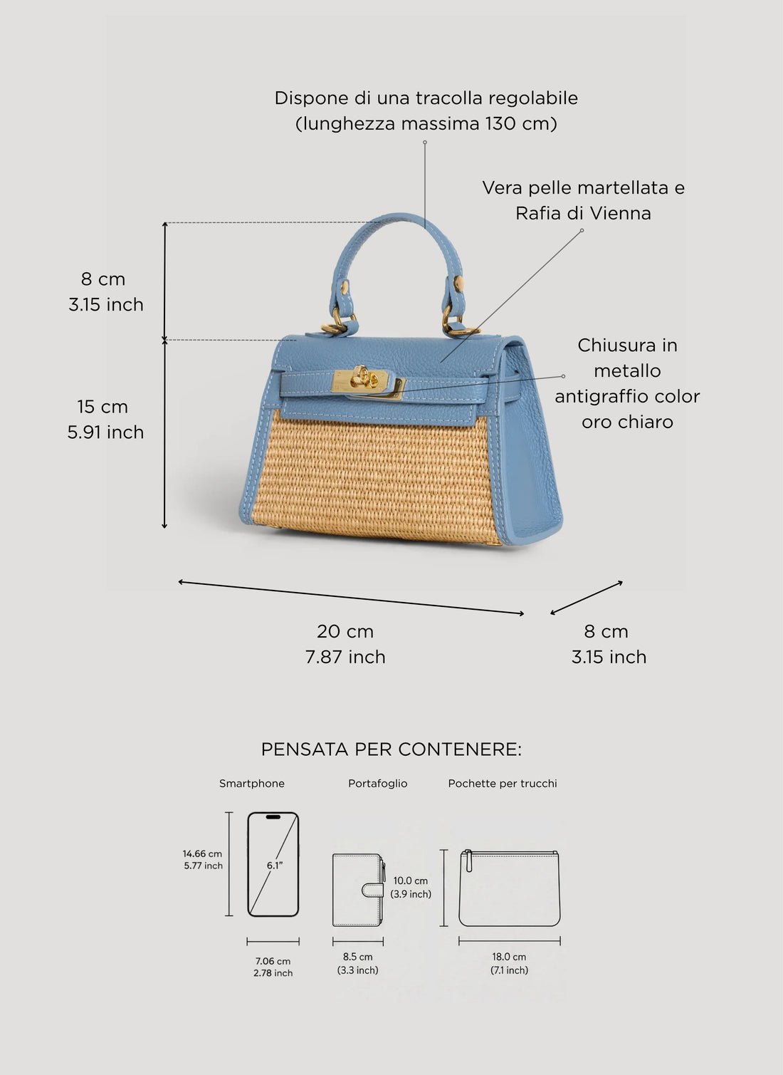 Borsa Victoria in Pelle e Rafia Denim - Voemièn