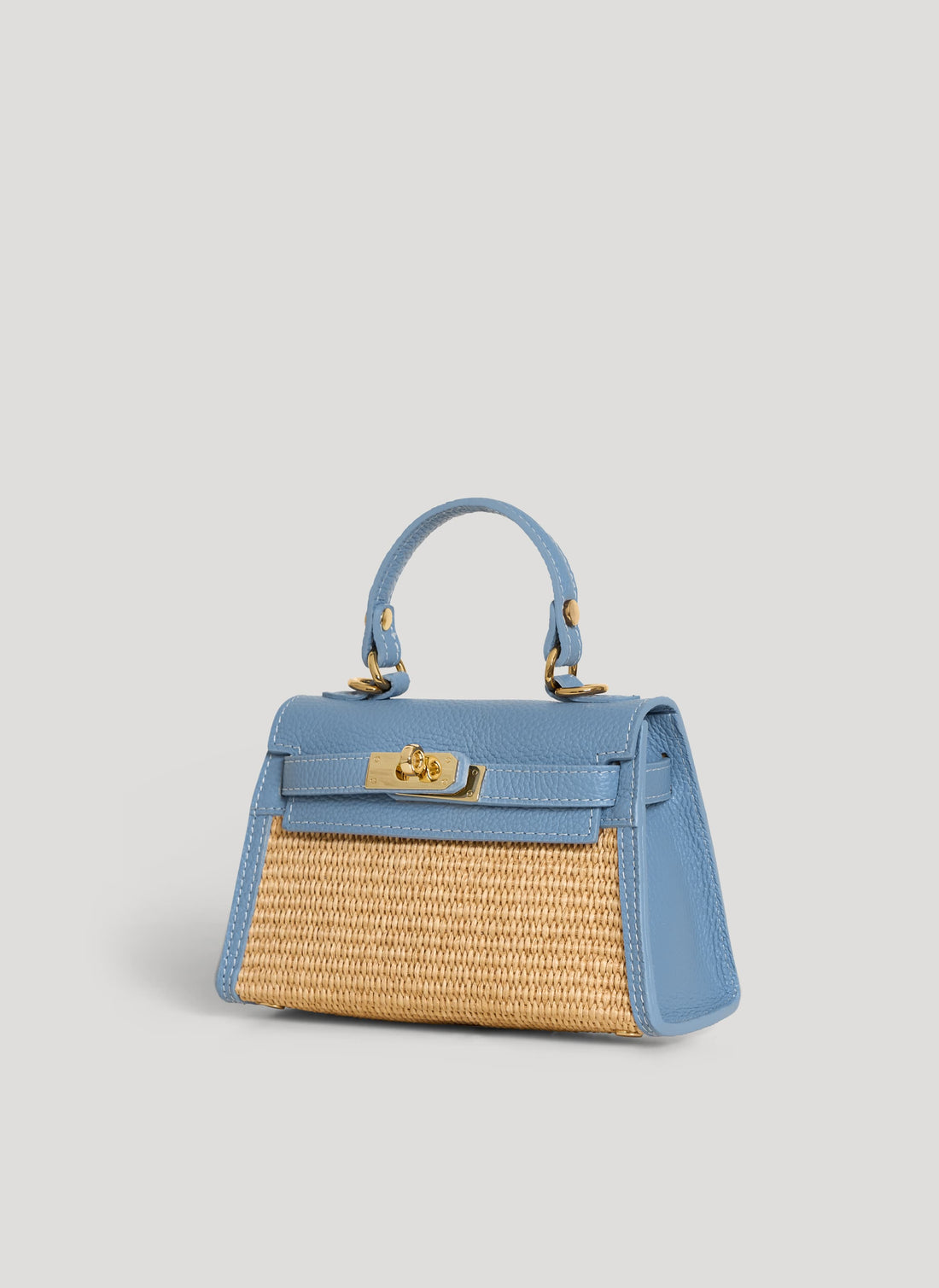 Borsa Victoria in Pelle e Rafia Denim - Voemièn