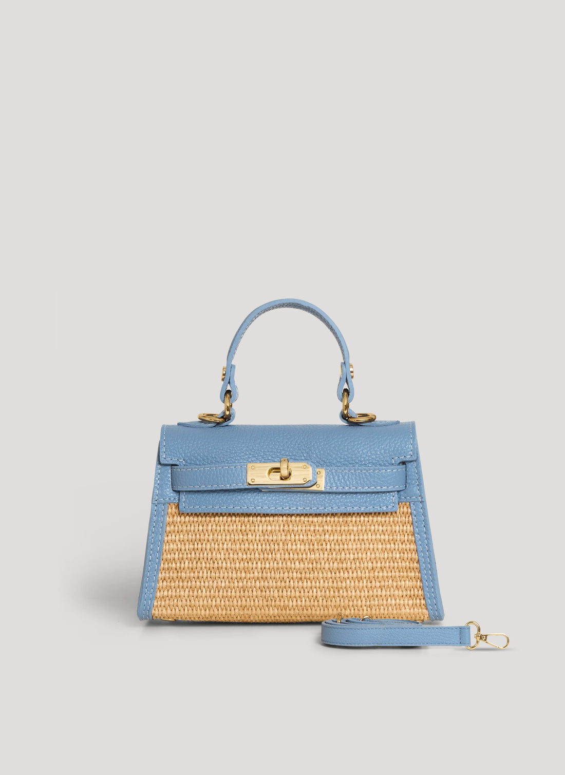 Borsa Victoria in Pelle e Rafia Denim - Voemièn