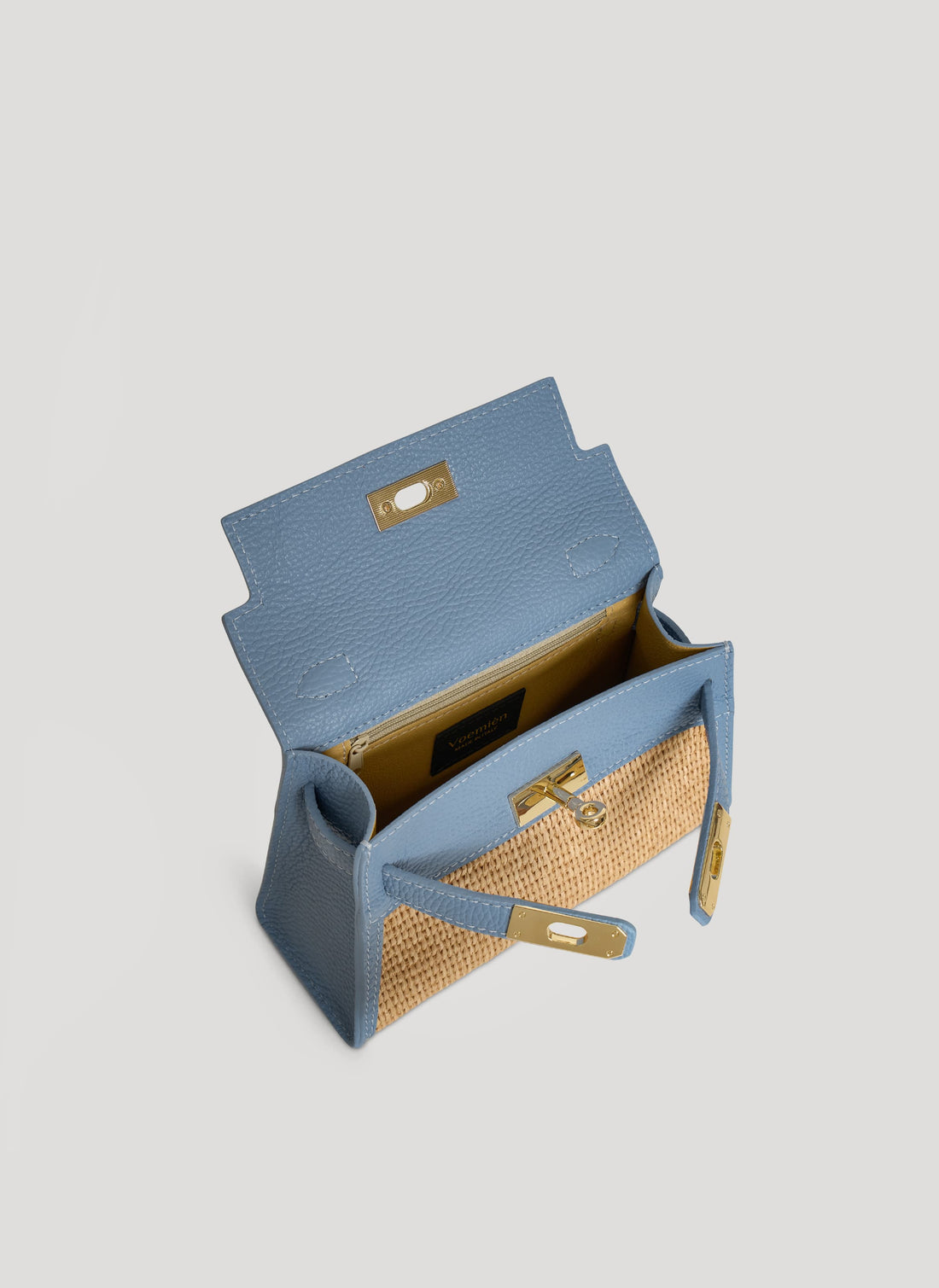 Borsa Victoria in Pelle e Rafia Denim - Voemièn