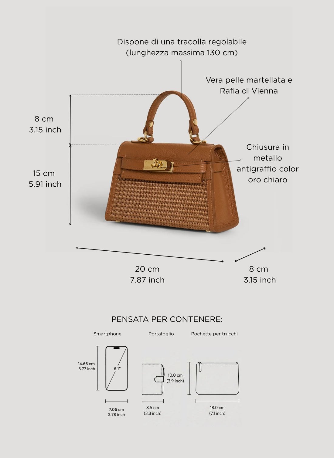 Borsa Victoria in Pelle e Rafia Limited Edition Cuoio - Voemièn
