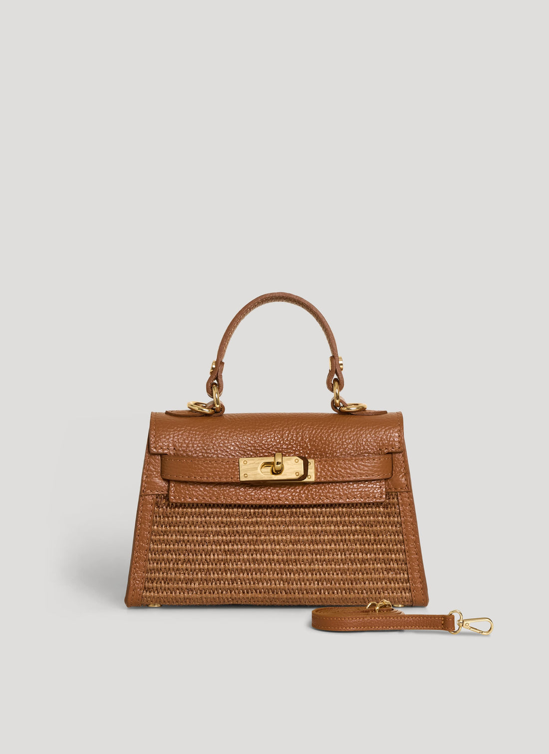 Borsa Victoria in Pelle e Rafia Limited Edition Cuoio - Voemièn