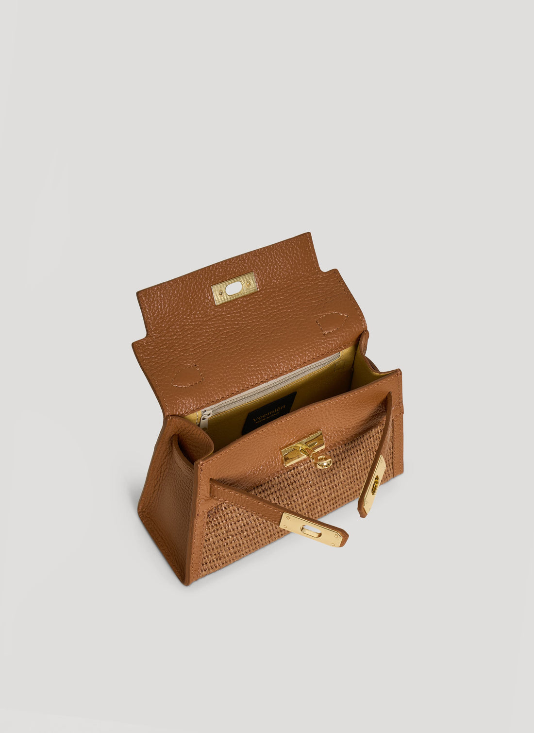 Borsa Victoria in Pelle e Rafia Limited Edition Cuoio - Voemièn