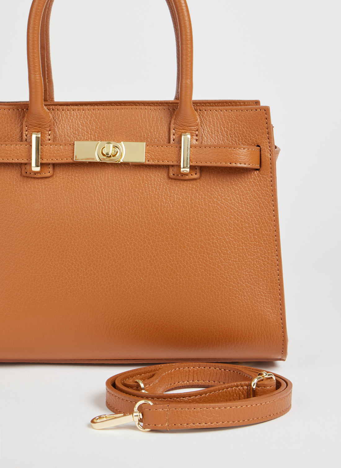 Borsa Grace in pelle Togo Cuoio