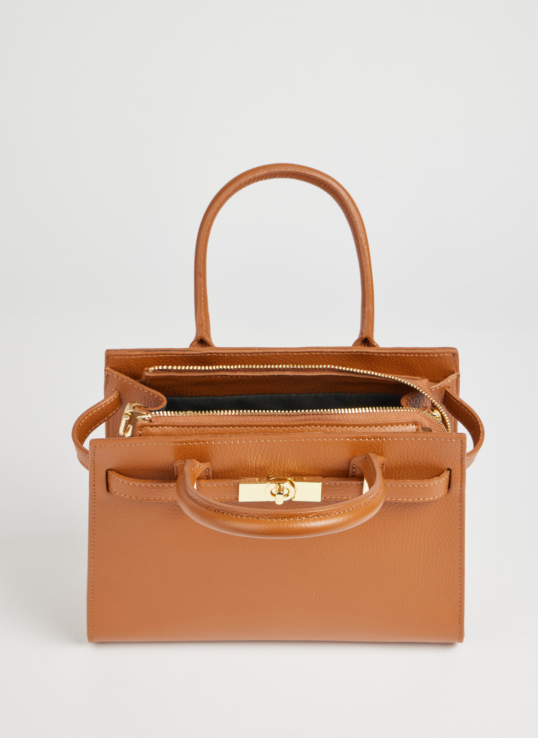 Borsa Grace in pelle Togo Cuoio