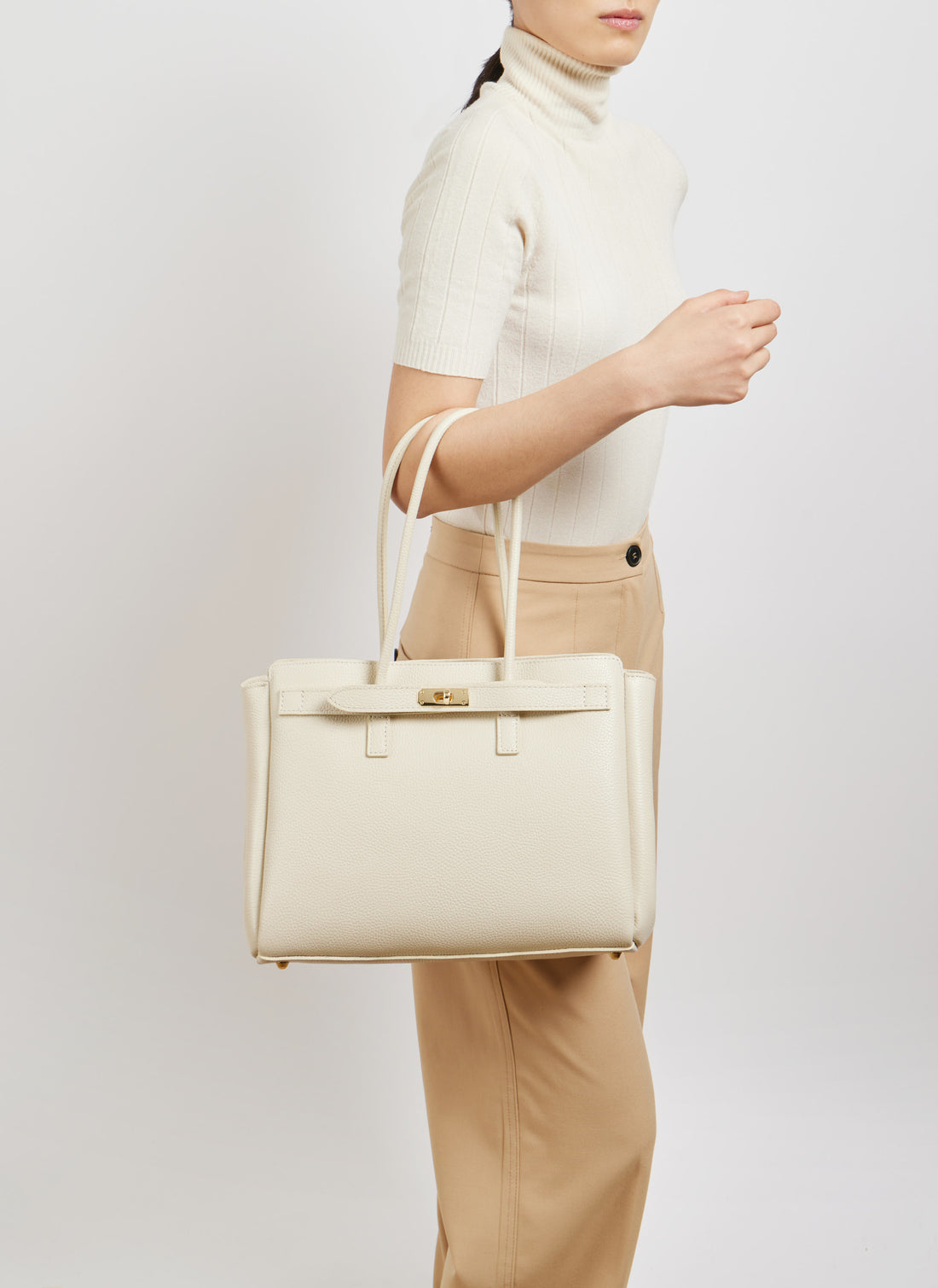 Borsa Béatrice in Pelle Togo Beige