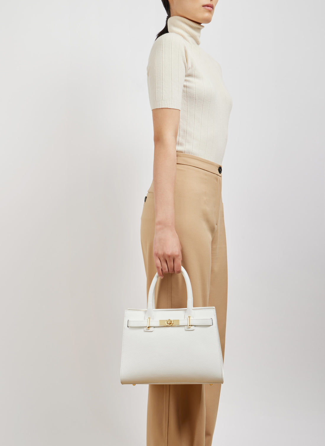 Borsa Grace in pelle Togo Bianca