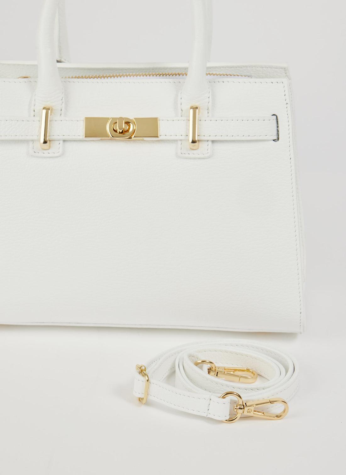 Borsa Grace in pelle Togo Bianca