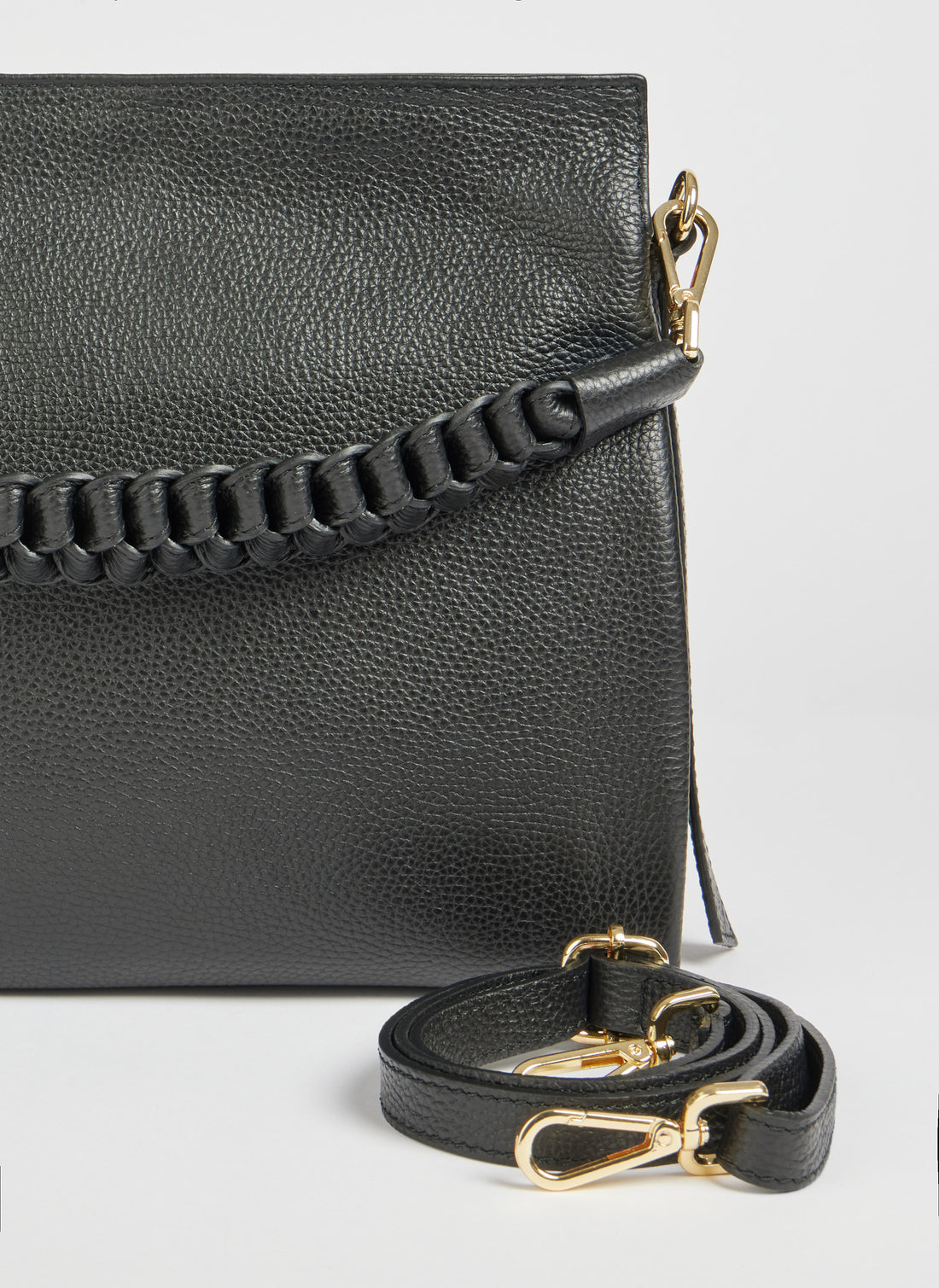 Borsa Braid in pelle Dollaro Nera