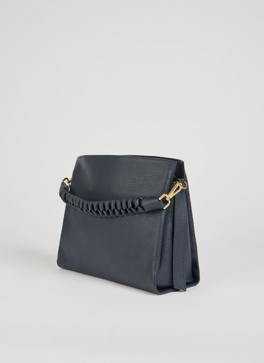 Borsa Braid in pelle Dollaro Blu Navy