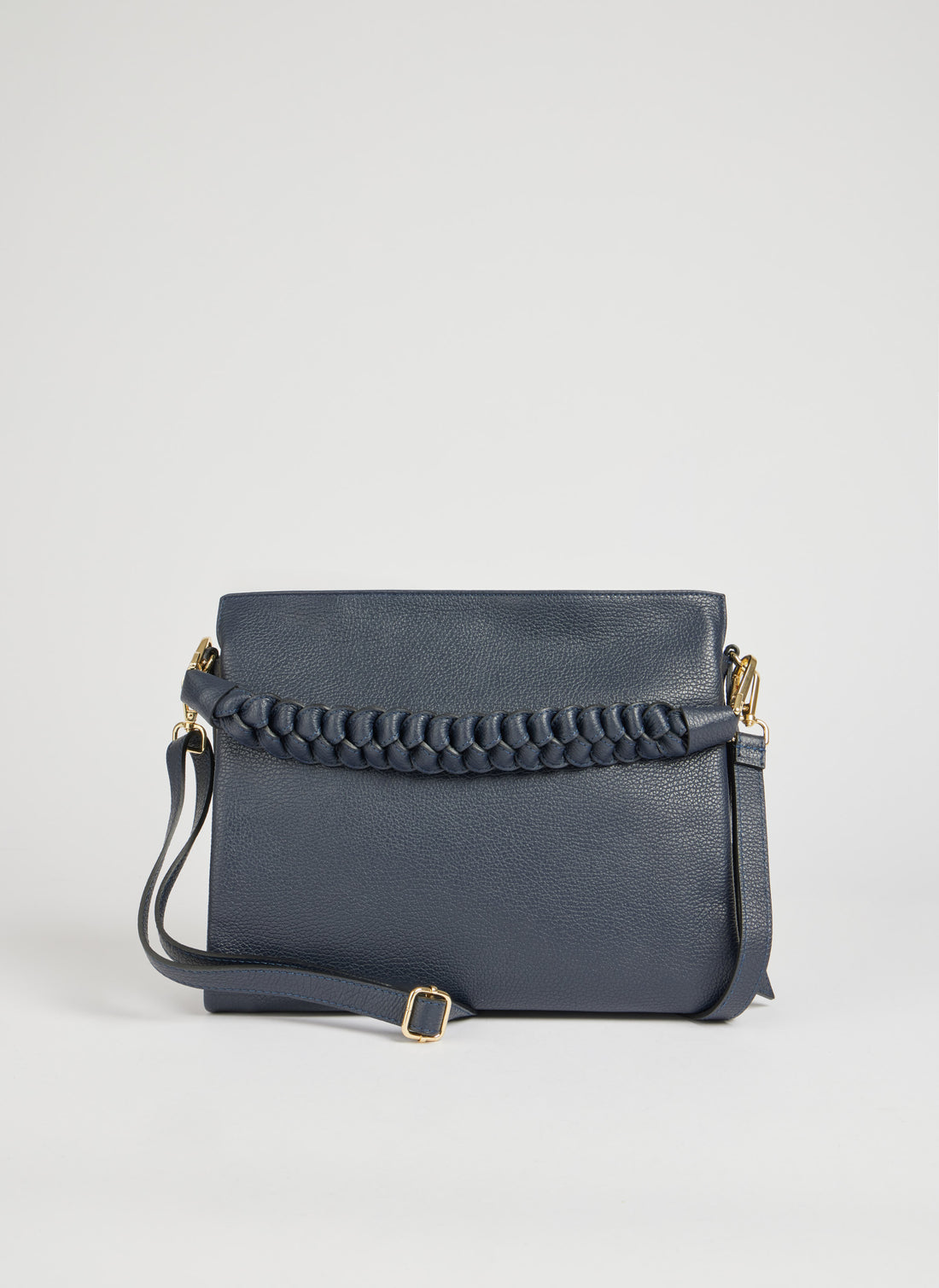 Borsa Braid in pelle Dollaro Blu Navy