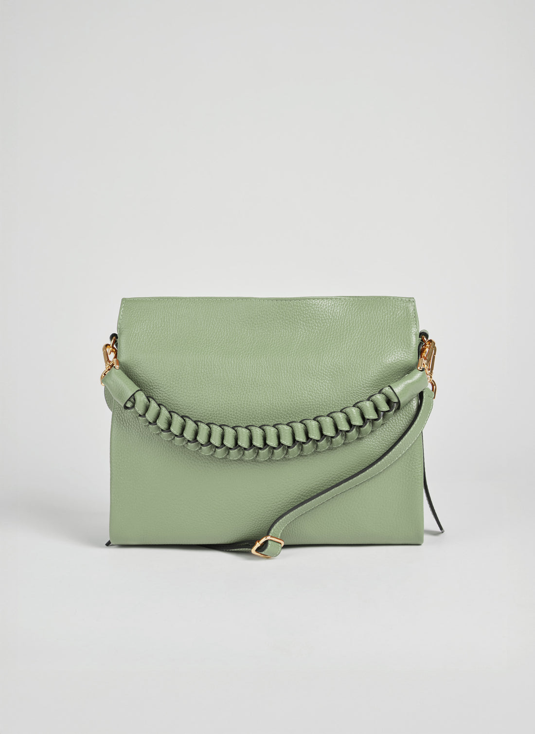 Borsa Braid in pelle Dollaro Verde Menta