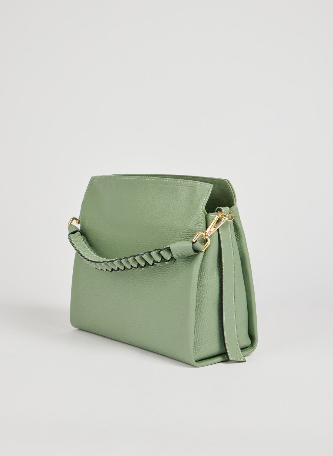 Borsa Braid in pelle Dollaro Verde Menta