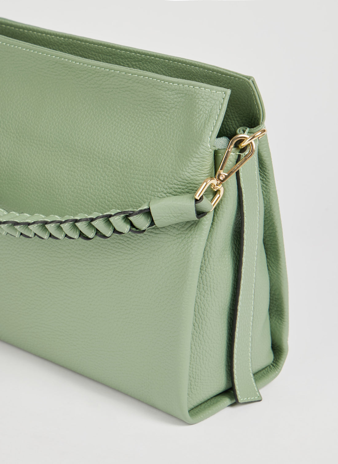 Borsa Braid in pelle Dollaro Verde Menta