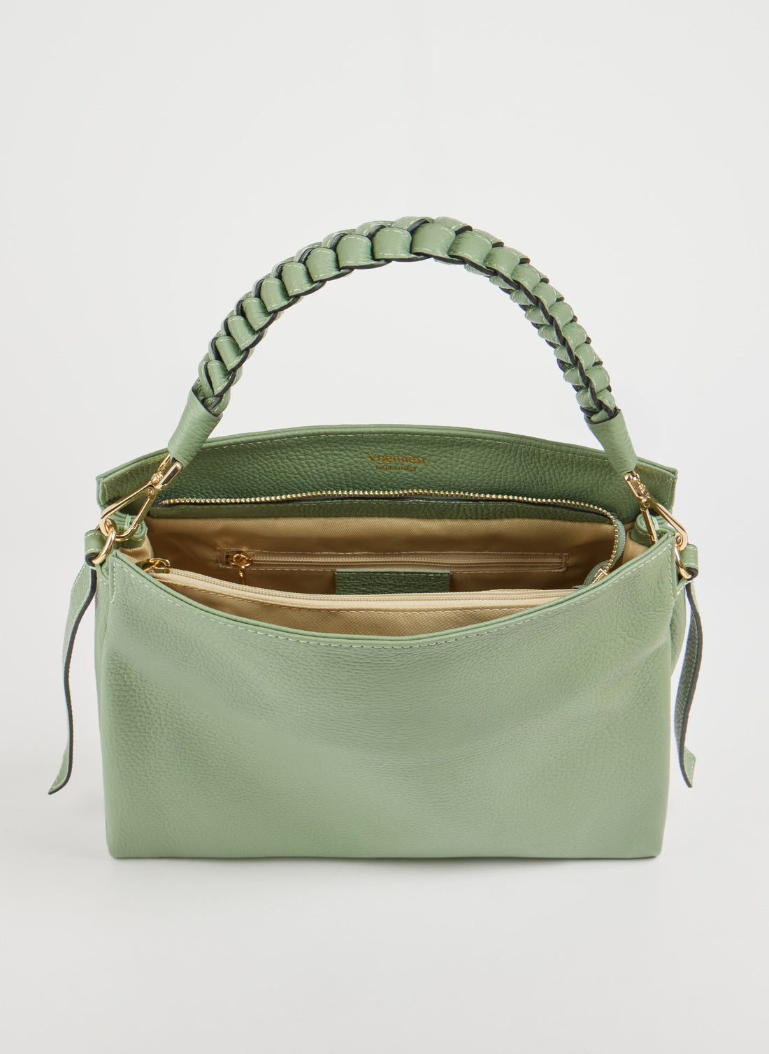 Borsa Braid in pelle Dollaro Verde Menta
