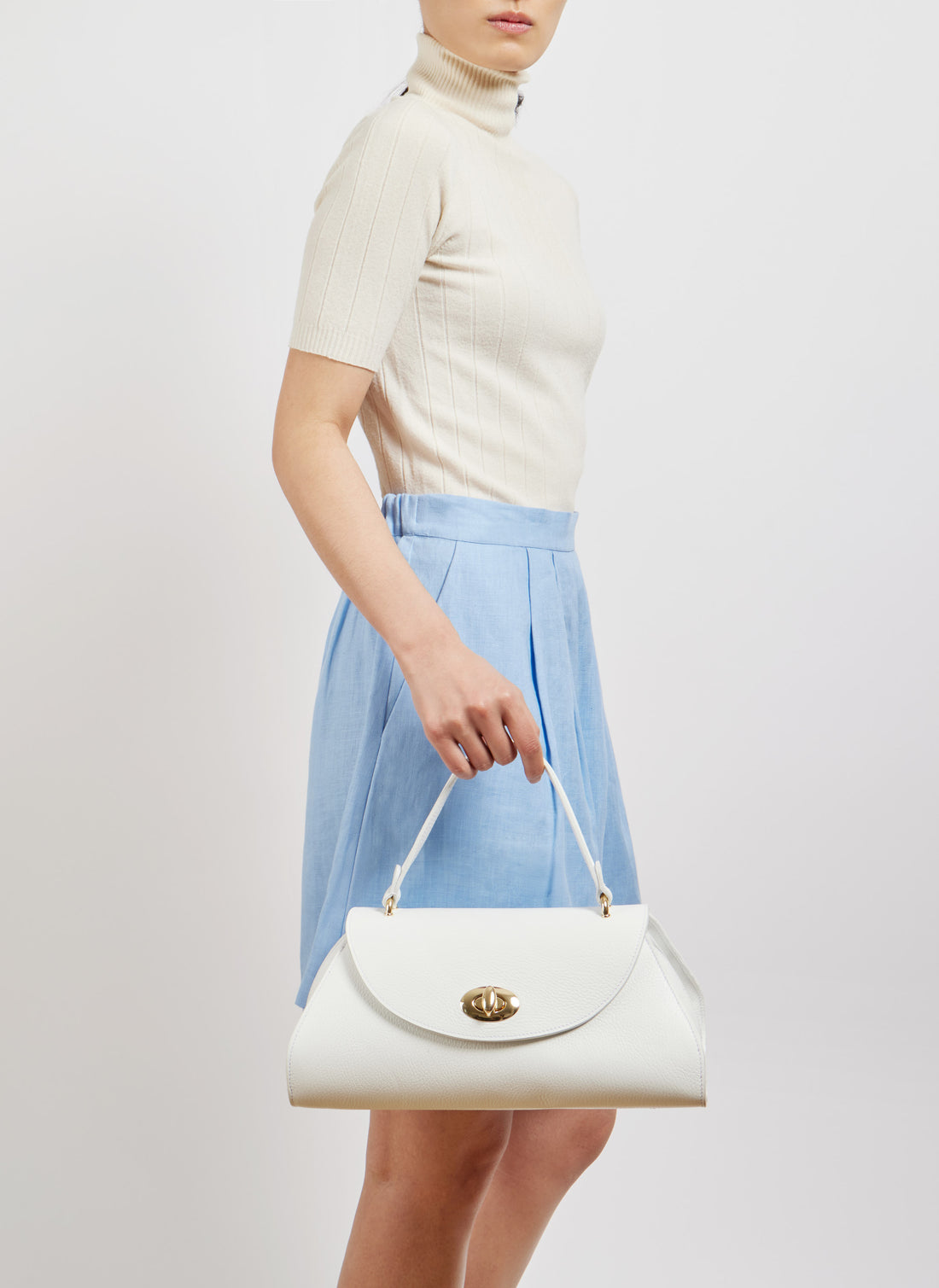 Borsa Florence in pelle Togo Bianca