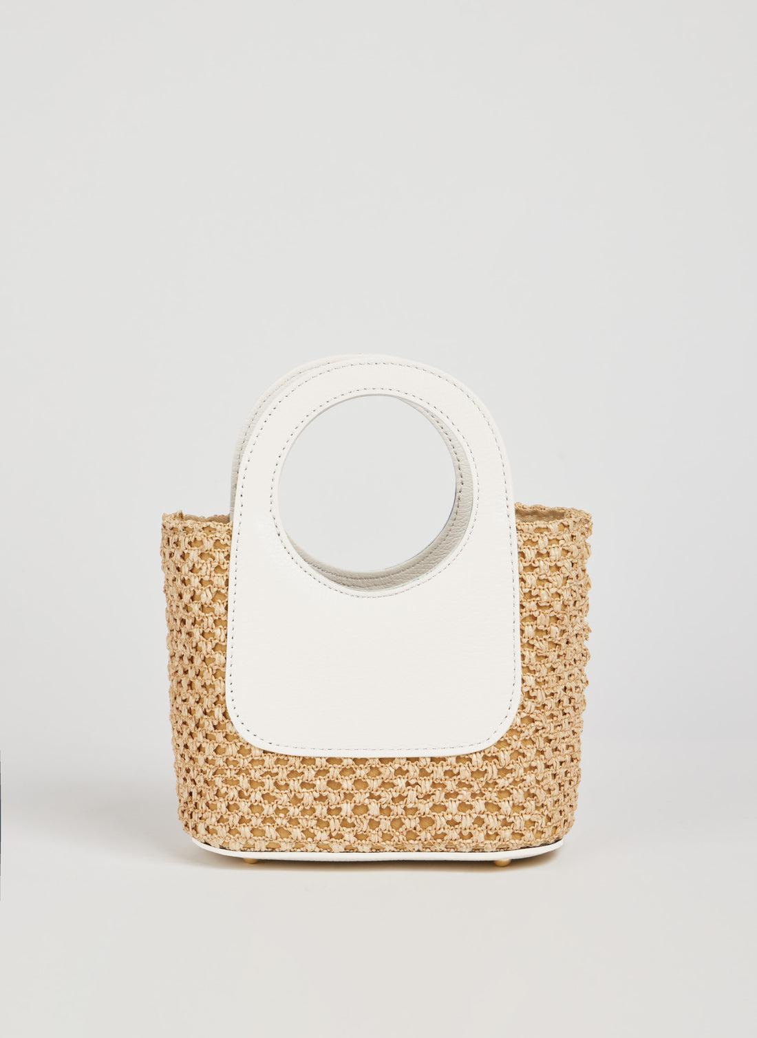 Borsa Alba in Pelle Dollaro e Rafia Bianca