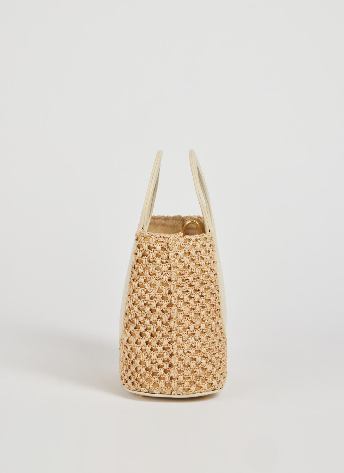 Borsa Alba in Pelle Dollaro e Rafia Beige