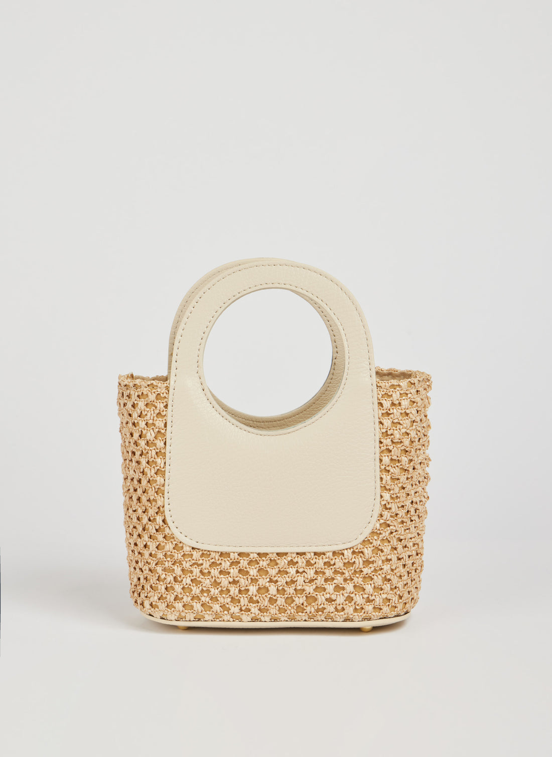 Borsa Alba in Pelle Dollaro e Rafia Beige
