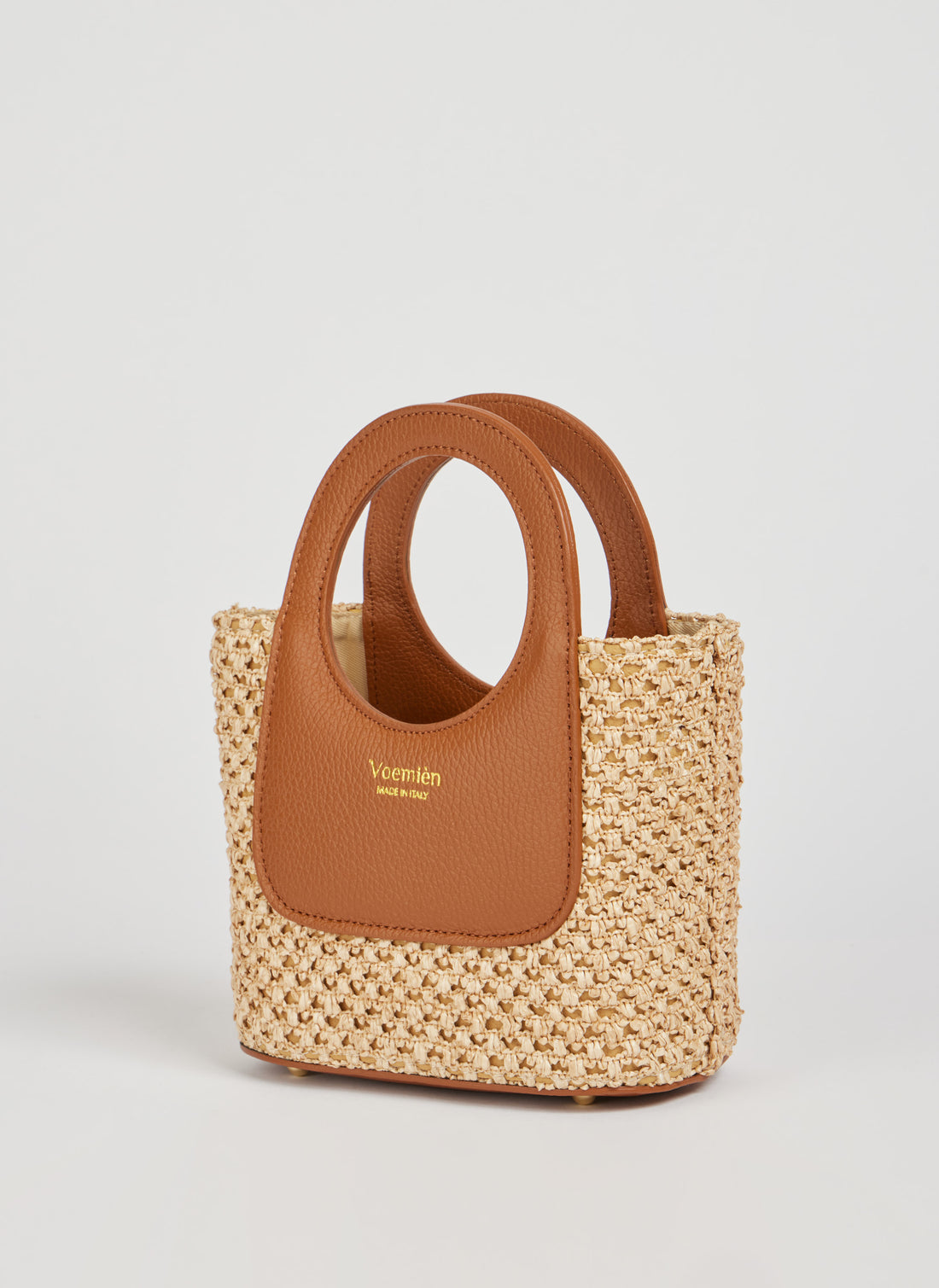 Borsa Alba in Pelle Dollaro e Rafia Cuoio