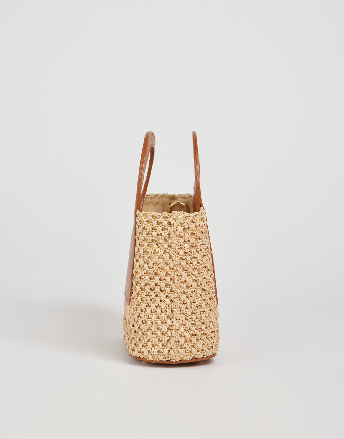 Borsa Alba in Pelle Dollaro e Rafia Cuoio