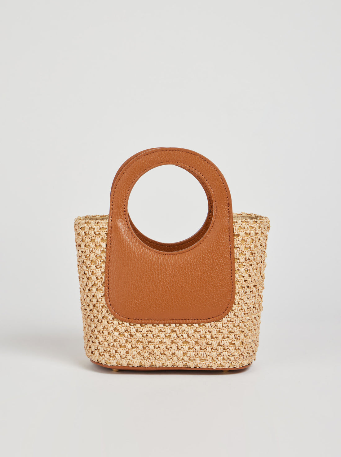 Borsa Alba in Pelle Dollaro e Rafia Cuoio