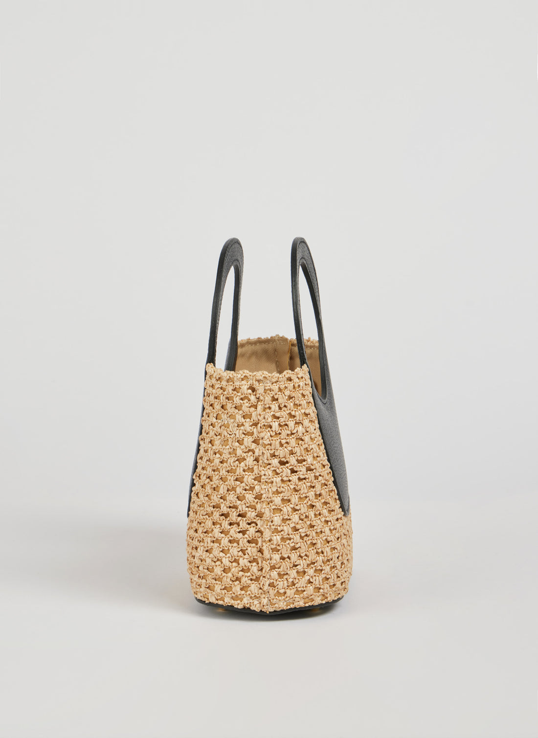 Borsa Alba in Pelle Dollaro e Rafia Nera