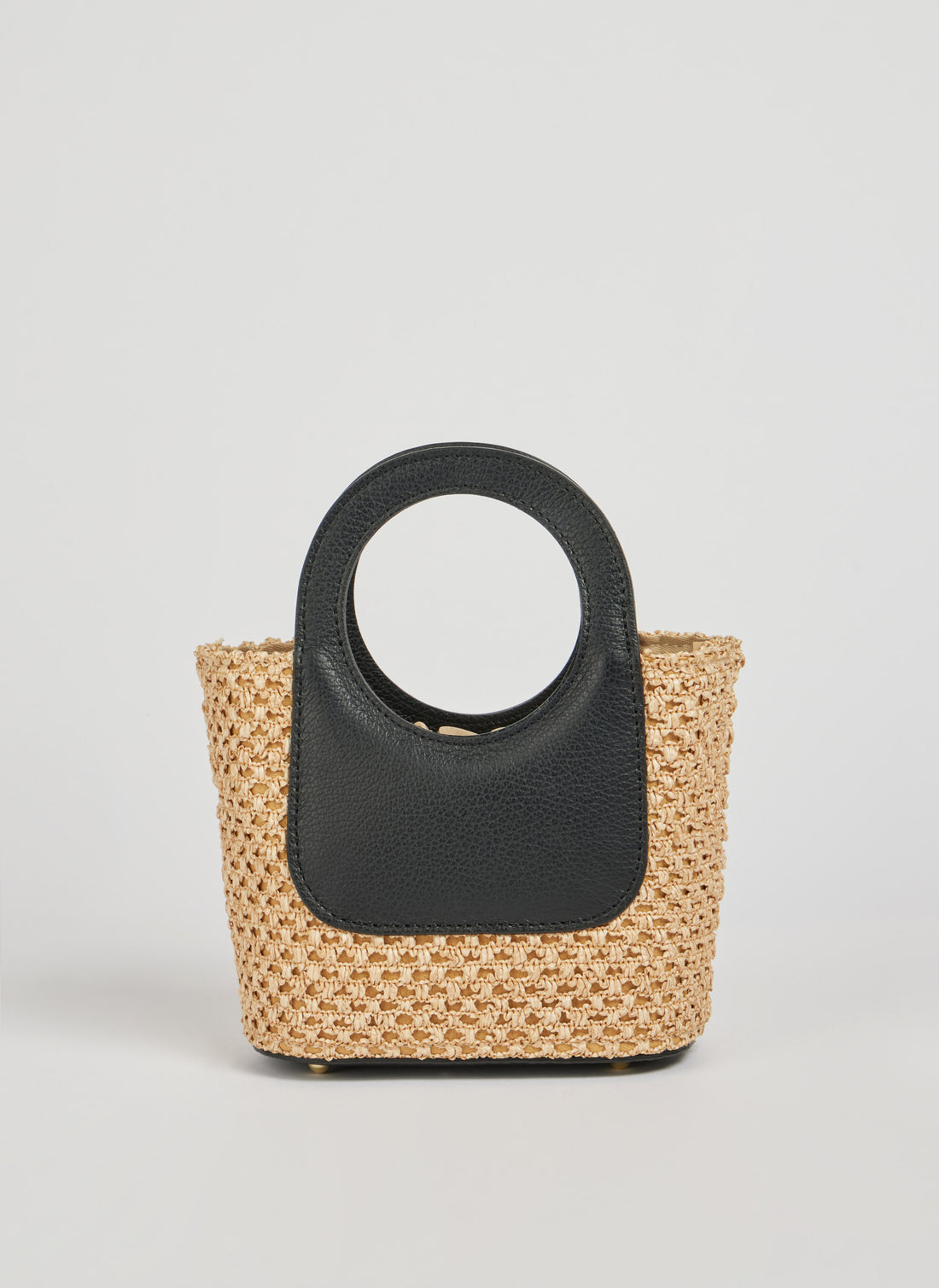 Borsa Alba in Pelle Dollaro e Rafia Nera