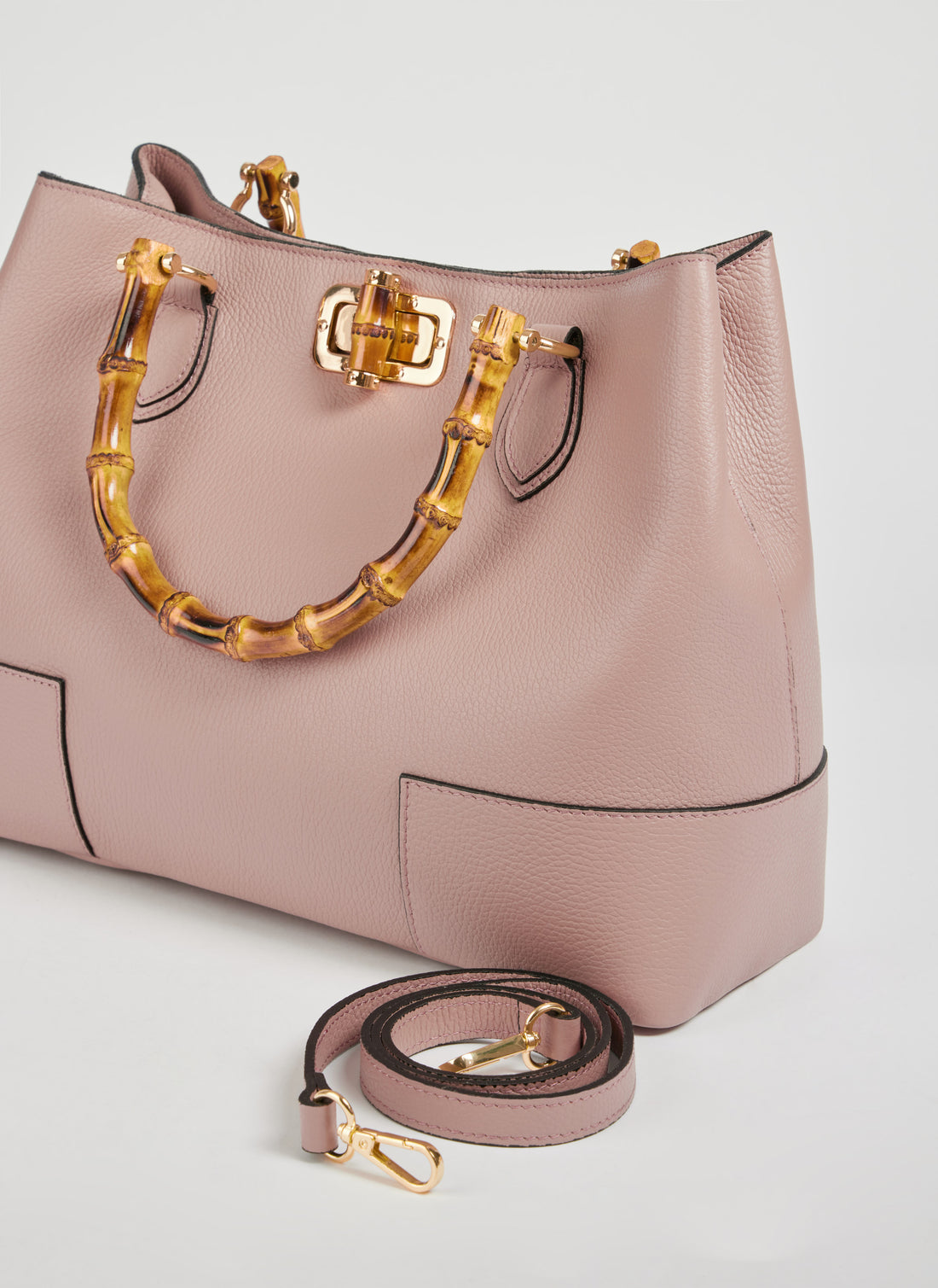 Borsa Bamboo Babe in pelle Dollaro Rosa Cipria