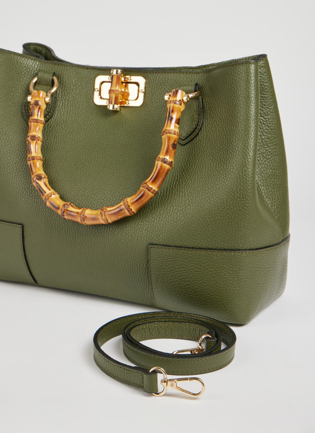 Borsa Bamboo Babe in pelle Dollaro Verde Militare