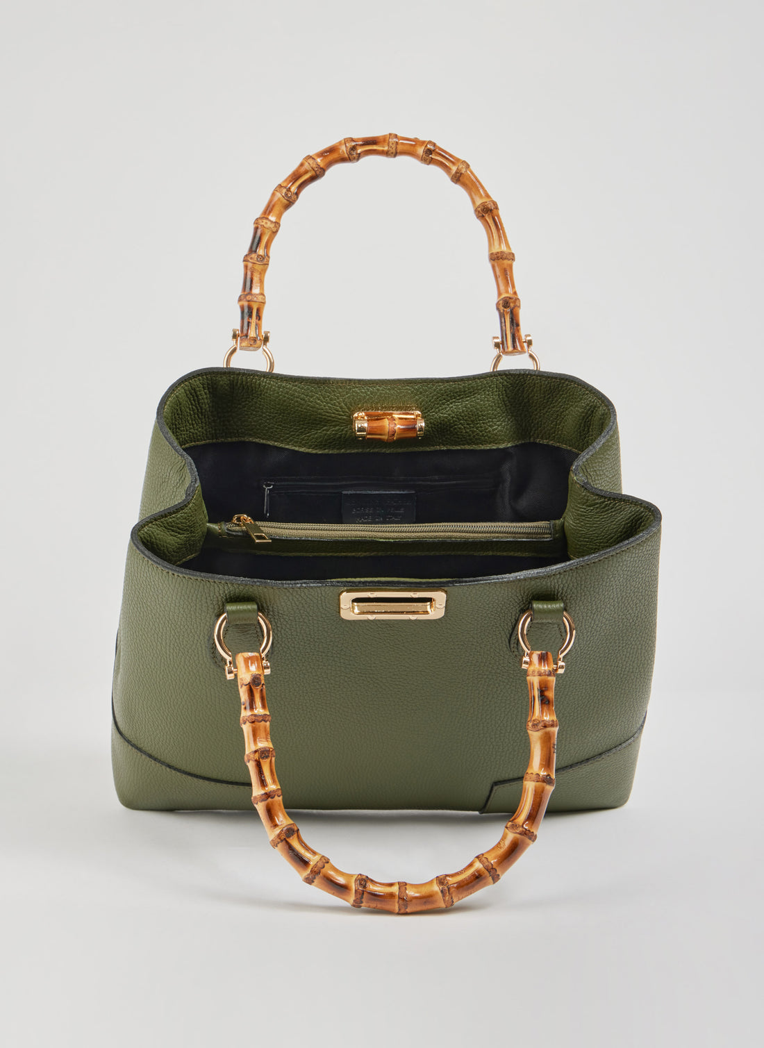 Borsa Bamboo Babe in pelle Dollaro Verde Militare