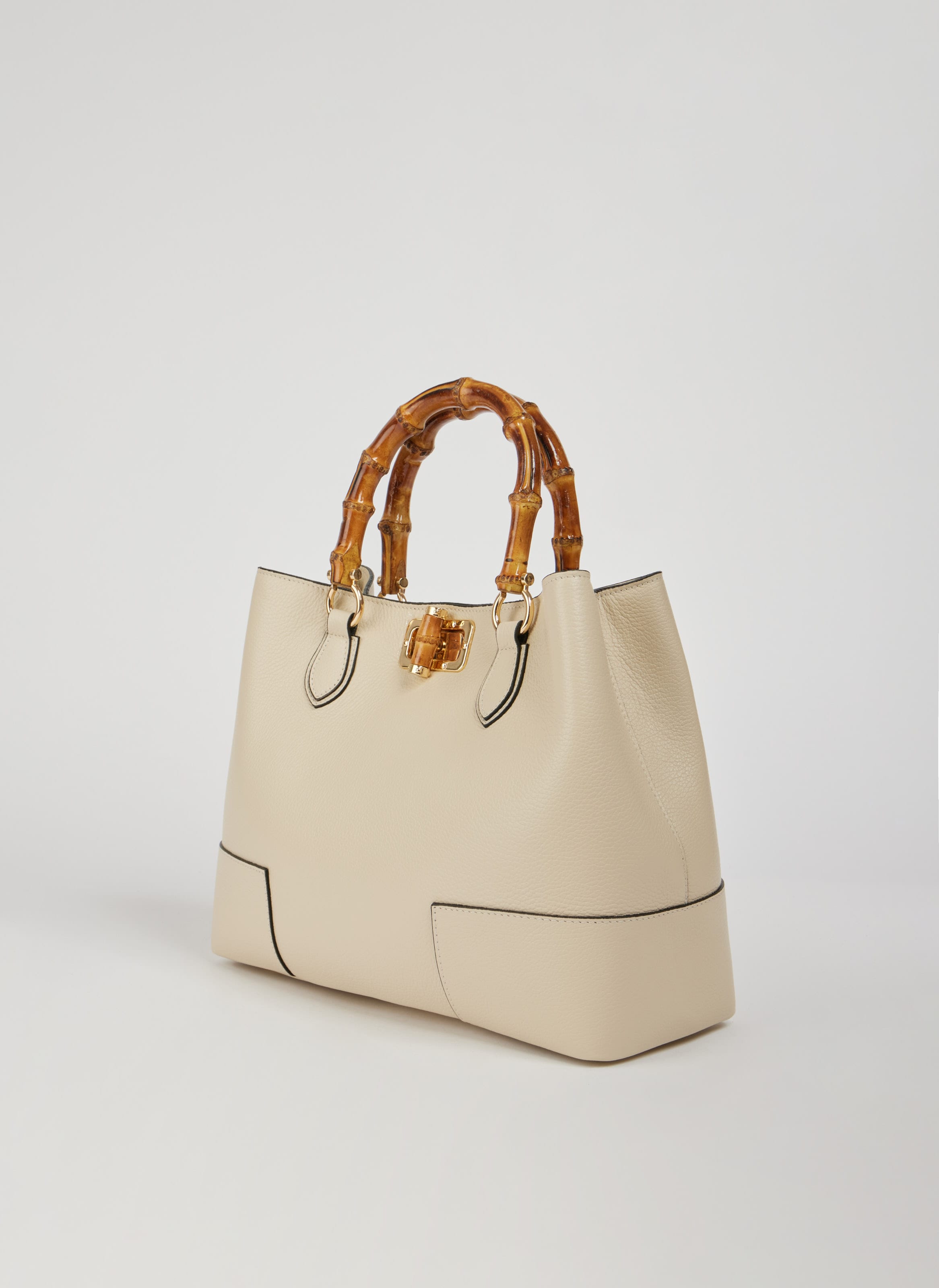 Borsa Bamboo Babe in pelle Dollaro Beige - Voemièn