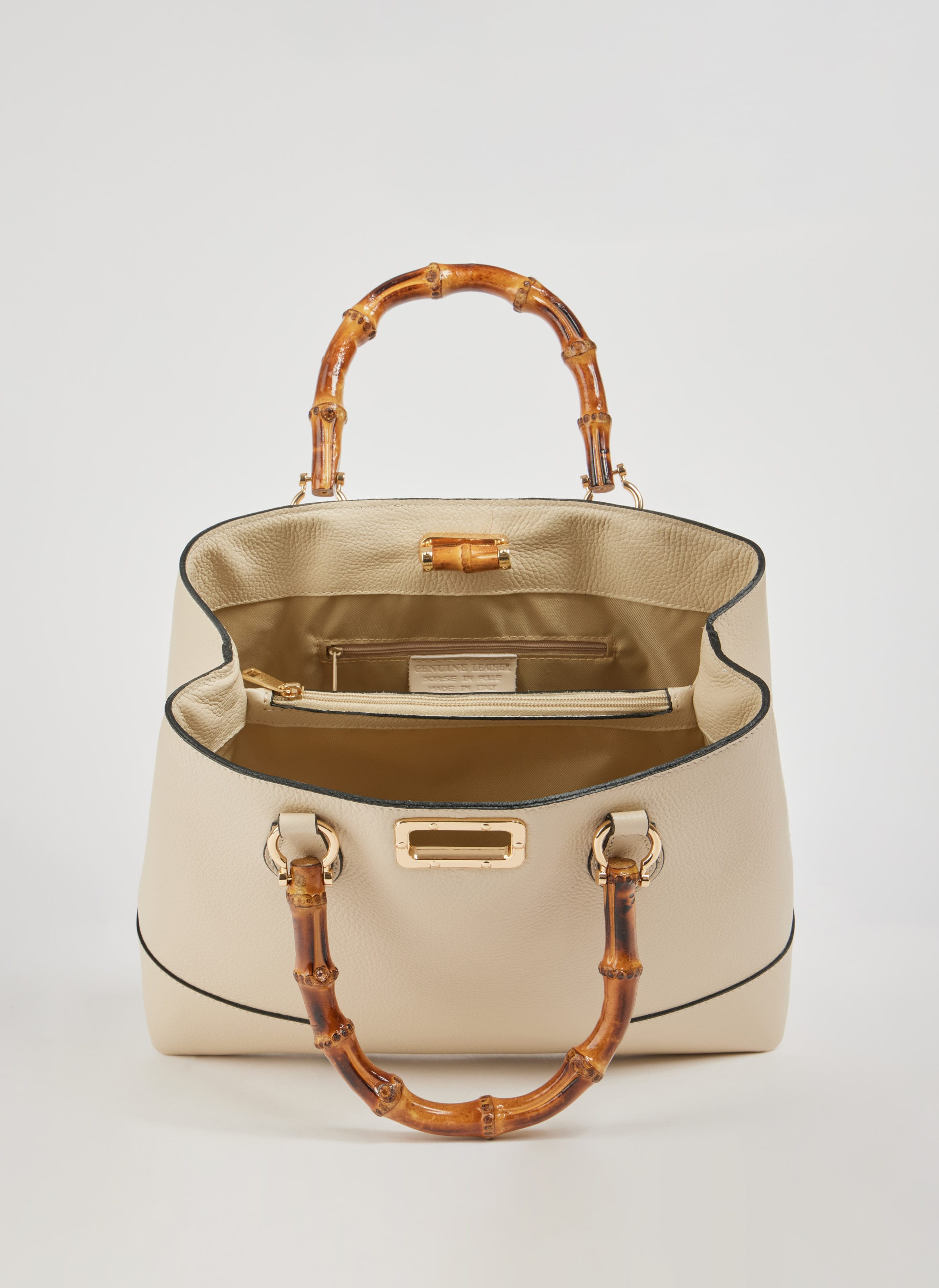 Borsa Bamboo Babe in pelle Dollaro Beige - Voemièn