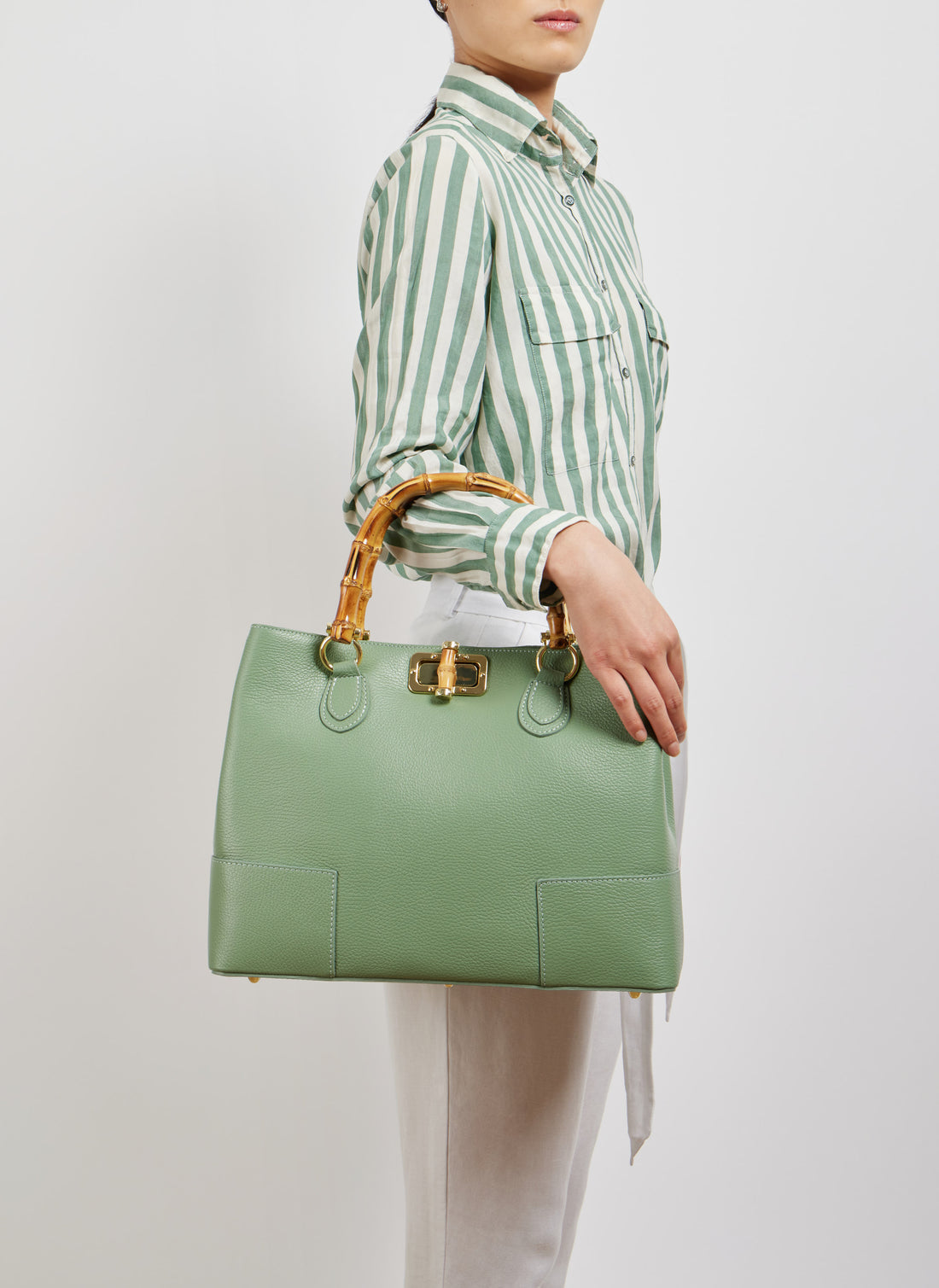 Borsa Bamboo Babe in pelle Dollaro Menta