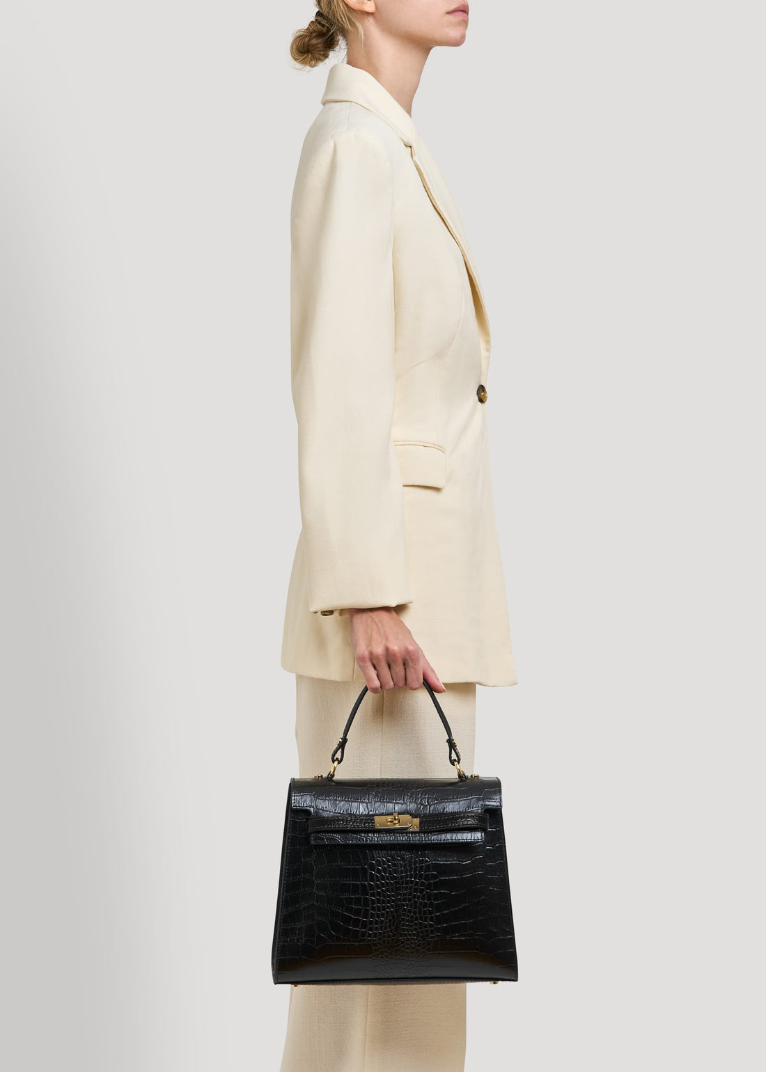 Borsa Zaira Limited Edition in Pelle Coco Nera - Voemièn