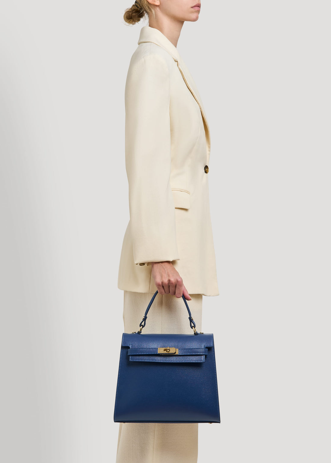 Borsa Zaira in Vera pelle Saffiano Blu - Voemièn