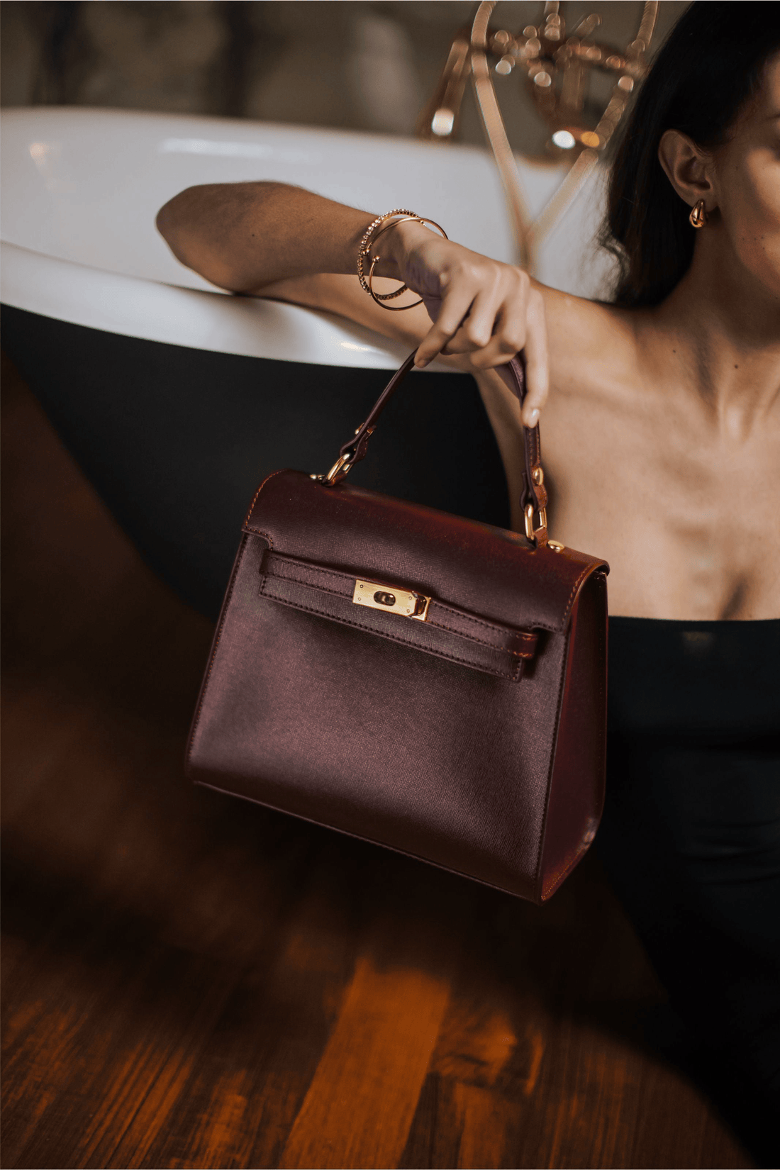 Borsa Zaira in Vera pelle Saffiano Bordeaux - Voemièn